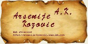 Arsenije Kožović vizit kartica
